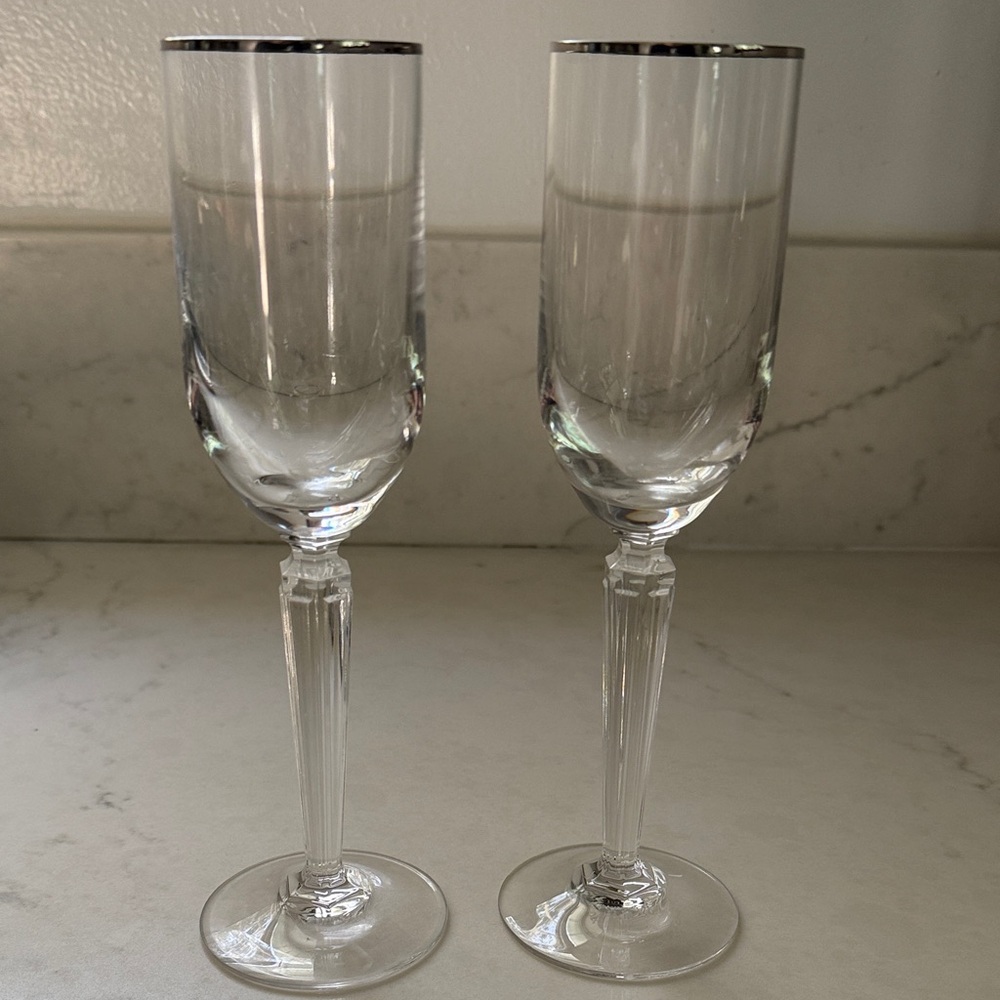 Waterford Crystal Metropolitan Platinum Trim Champagne Glasses- set of 2